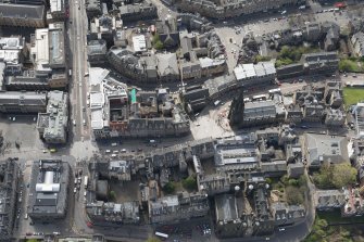 Oblique aerial view of The Lawnmarket, Edinburgh, looking to the S.