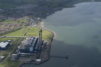 Oblique aerial view of Cockenzie Power Station, looking to the WSW.