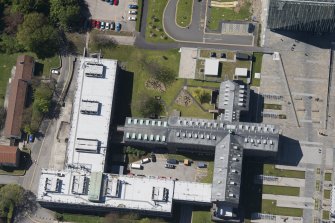 Oblique aerial view of Meston Building, looking to the W.