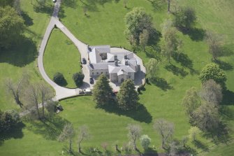 Oblique aerial view of Linton House, looking to the WSW.