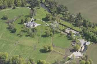 General oblique aerial view of Linton House with adjacent walled garden, looking to the SE.