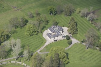 Oblique aerial view of Linton House, looking to the N.