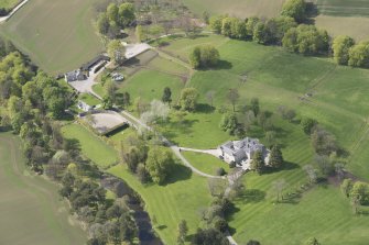 General oblique aerial view of Linton House with adjacent walled garden, looking to the W.