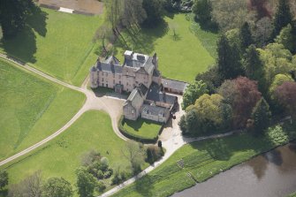 Oblique aerial view of Monymusk House, looking to the WSW.