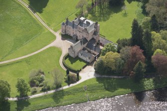 Oblique aerial view of Monymusk House, looking to the SW.