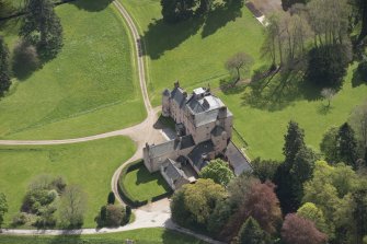 Oblique aerial view of Monymusk House, looking to the S.