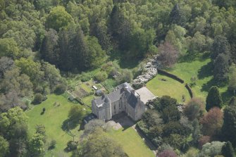 Oblique aerial view of Kemnay House, looking to the S.