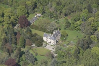 Oblique aerial view of Kemnay House, looking to the  N.