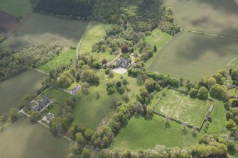 General oblique aerial view of Skene House with adjacent walled garden, looking to the SSW.