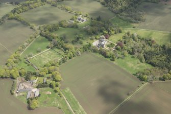 General oblique aerial view of Skene House estate centred on Skene Housewith adjacent walled garden, looking to the E.