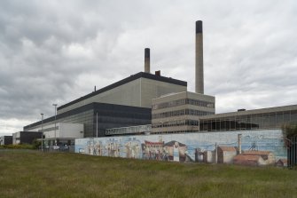 View of Power Station from North East showing mural wall.