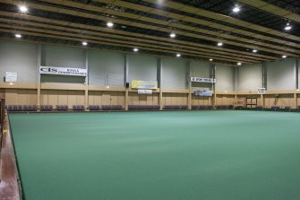 Interior. View looking across the carpet bowls hall, taken from south west.