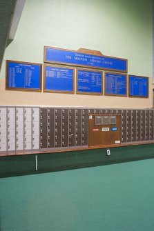 Interior. Detail of club champions boards and lockers.