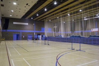 Interior. View from north west looking across the main sports hall.