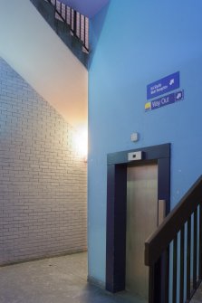 Interior. View within central staircase and lift.