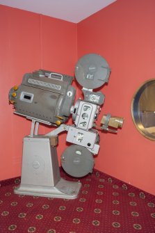 Interior. Detail of old cinema projector within the theatre foyer.