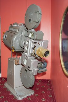 Interior. Detail of old cinema projector within the theatre foyer.