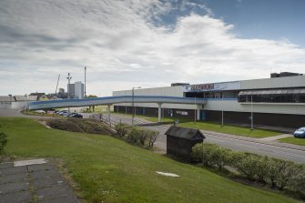 View from north west looking to the main access ramp and north elevation of the Magnum Centre.
