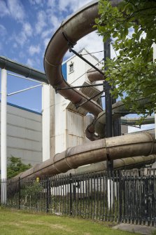 View from south east of flumes on the rear elevation of the Magnum Centre.