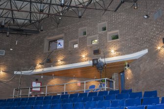 Interior. View of sound and projection booth built into the rear wall of the theatre auditorium.