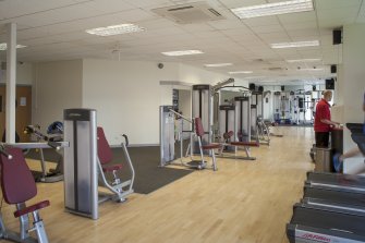 Interior. View looking along the gymnasium.