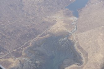 Oblique aerial view of the fish trap in Loch Slapin, looking NW.