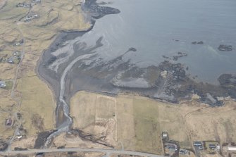 Oblique aerial view of the fish trap at Ose, looking SW.