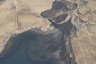 Oblique aerial view of the fish traps at Pollosgan, looking SE.