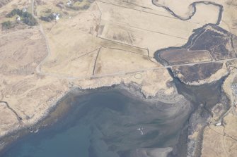 Oblique aerial view of the fish traps at Pollosgan, looking E.