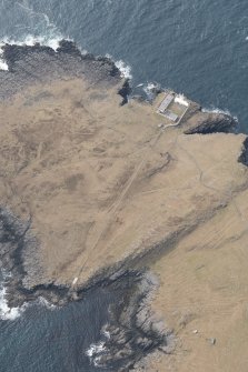 Oblique aerial view of Neist Point Lighthouse, looking W.