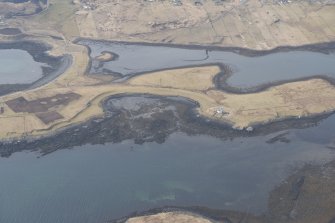 Oblique aerial view of the fish traps at Roag, looking WSW.