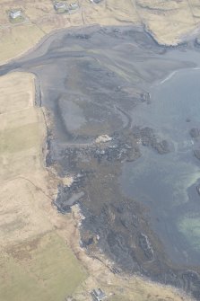 Oblique aerial view of the fish trap at Ose, looking SE.