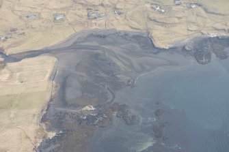 Oblique aerial view of the fish trap at Ose, looking SE.