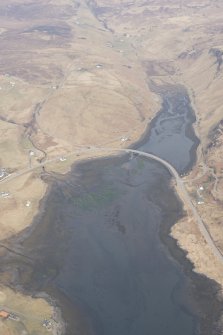 Oblique aerial view of the fish traps at Balgown, looking NE.