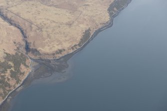 Oblique aerial view of the fish trap at Loch Harport, looking E.