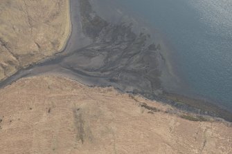 Oblique aerial view of the fish trap at Inver Meadale, looking SSW.