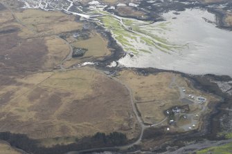 Oblique aerial view of the fish traps at Dunvegan, looking SW.