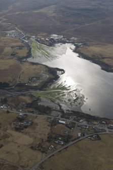 Oblique aerial view of the fish traps at Dunvegan, looking SW.