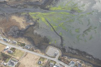 Oblique aerial view of the fish trap at Dunvegan, looking SW.