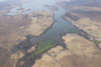 Oblique aerial view of the fish traps at Dunvegan, looking NNW.