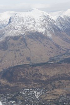 General oblique aerial view of Fort William and Ben Nevis, looking SE.