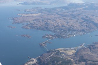 General oblique aerial view of Loch Alsh and the Skye Bridge with Plockton and Loch Carron beyond, looking ENE.