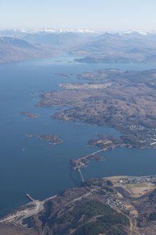 General oblique aerial view of Loch Alsh and the Skye Bridge with Plockton and Loch Carron beyond, looking ENE.