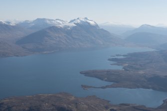 General oblique aerial view of Upper Loch Torridon with Liathach beyond, looking ENE.