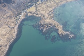 Oblique aerial view of the fish trap, looking SE.