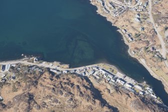 Oblique aerial view of the fish trap at Lochinver, looking W.
