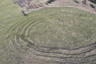 Oblique aerial view of Corsehope Rings, looking SSE.