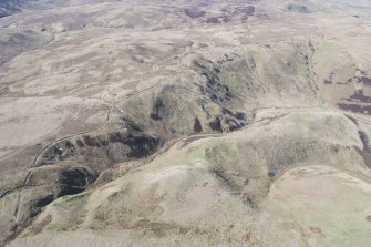 Oblique aerial view of Yearning Saddle Refuge, looking S.