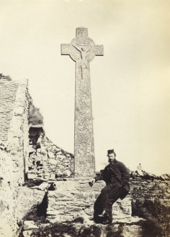 View of East face of Oronsay Cross, late medieval, from Oronsay Priory, Argyll.
Titled: '26. Oronsay Cross, East Side.'
PHOTOGRAPH ALBUM NO 186: J B MACKENZIE ALBUMS vol.1
