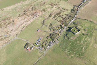 Oblique aerial view of Hume Tower, looking N.